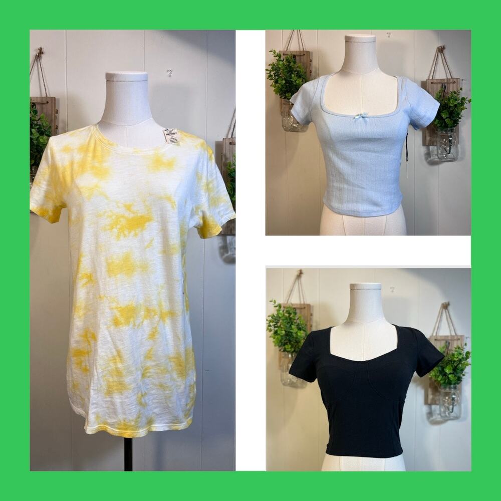 Juniors 3 pc - 2 crop top and one loose fit T-shirt small Hollister VS pink etc